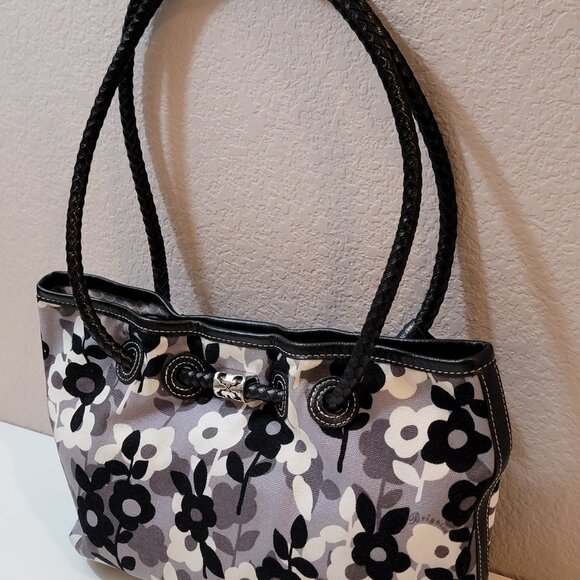 Brighton Floral Canvas Tote Bag • Braided Handles • Magnetic Closure - Picture 5 of 12